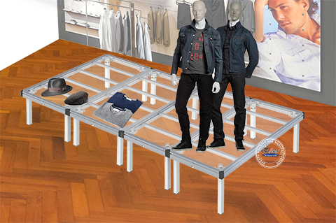 tavola palco Speedy beta con piano trasparente per negozi
