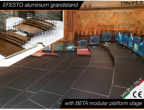 Efesto aluminium Grandstand with BETA modular platform stage